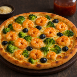 Pizza con camarones